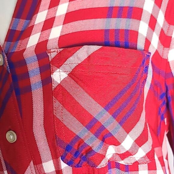 Talbots Red, White & Blue Plaid Buttondown Shirt, Size MP, Medium Petite - Picture 5 of 10